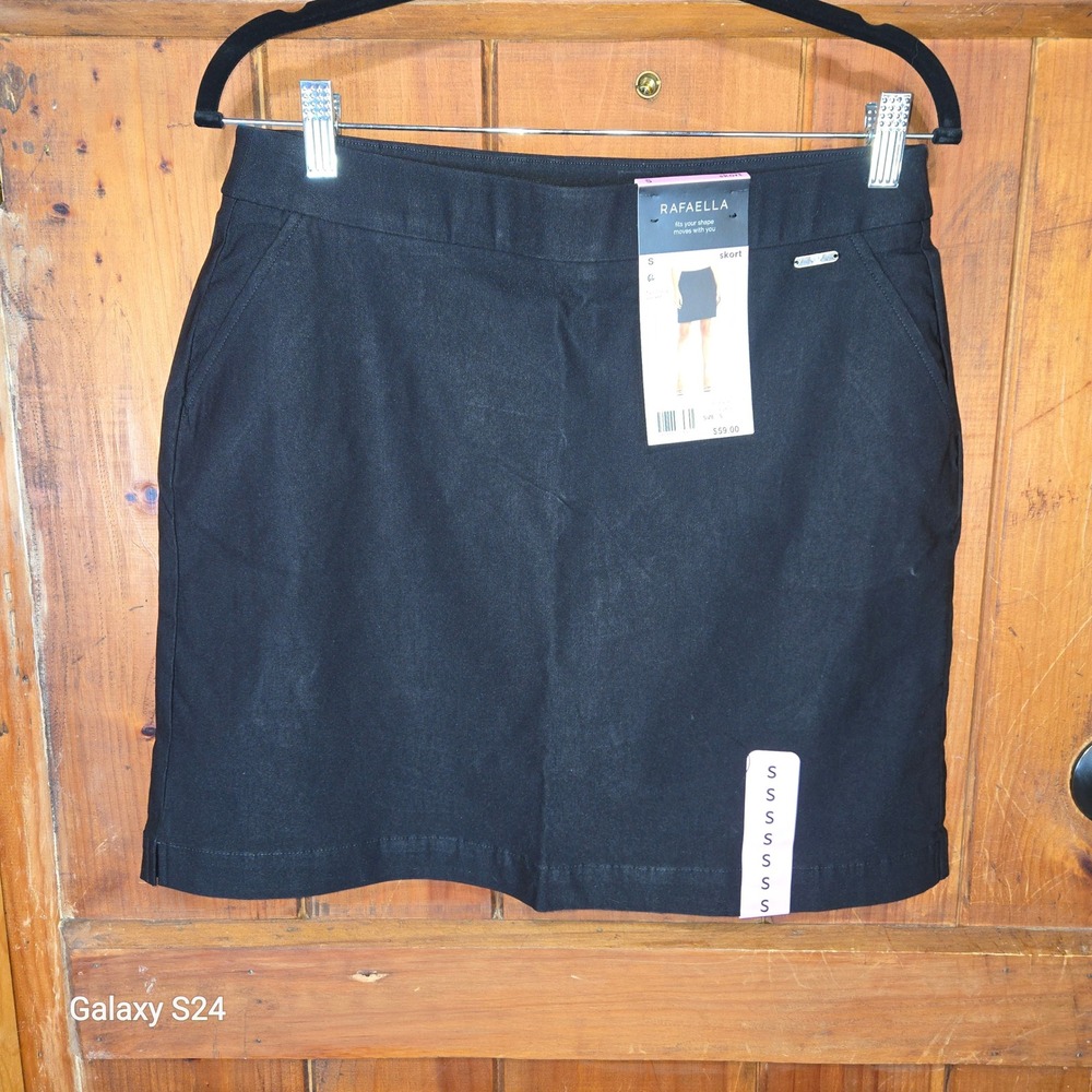 Rafaella Black Skort Womens Small Pull On Stretch‎ Pockets RSBSF071 NWT
